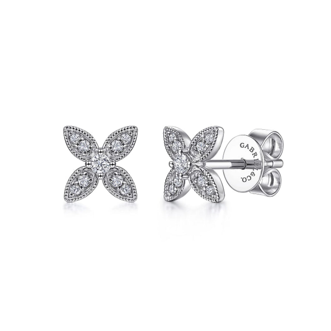 Gabriel & Co. Diamond Flower Stud Earrings