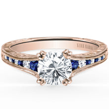 Load image into Gallery viewer, Kirk Kara &quot;Stella&quot; Blue Sapphire Channel Set Diamond Engagement Ring

