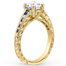Load image into Gallery viewer, Kirk Kara &quot;Stella&quot; Blue Sapphire Channel Set Diamond Engagement Ring
