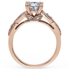 Load image into Gallery viewer, Kirk Kara Rose Gold &quot;Dahlia&quot; Leaf Diamond Engagement Ring Side View
