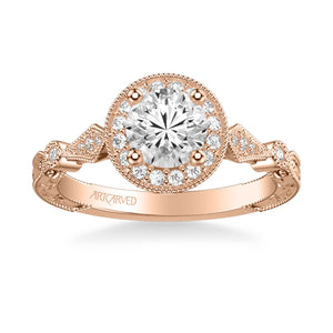 Artcarved "Crystal" Vintage Style Diamond Halo Engagement Ring