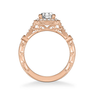 Artcarved "Crystal" Vintage Style Diamond Halo Engagement Ring