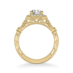 Artcarved "Crystal" Vintage Style Diamond Halo Engagement Ring