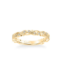 Load image into Gallery viewer, Artcarved &quot;Florence&quot; Thin Antique Style Diamond Band Featuring Leaf and Scroll Details
