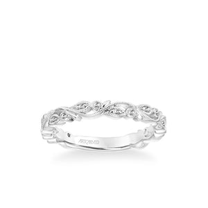 Artcarved "Florence" Thin Antique Style Diamond Band Featuring Leaf and Scroll Details