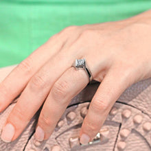 Load image into Gallery viewer, Barkev&#39;s Bypass Channel Set Solitaire Princess Cut Diamond Engagement Ring
