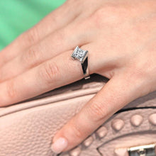 Load image into Gallery viewer, Barkev&#39;s Bypass Channel Set Solitaire Princess Cut Diamond Engagement Ring
