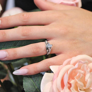 Barkev's Swirl Compass Set Princess Diamond Engagement Ring