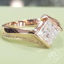 Load image into Gallery viewer, Barkev&#39;s Tension Twist Half Bezel Set Princess-Cut Diamond Engagement Ring

