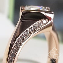 Load image into Gallery viewer, Barkev&#39;s Tension Twist Half Bezel Set Princess-Cut Diamond Engagement Ring
