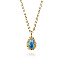 Load image into Gallery viewer, Gabriel &amp; Co. Blue Topaz Bujukan Pear Shape Pendant Necklace
