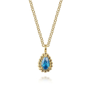 Gabriel & Co. Blue Topaz Bujukan Pear Shape Pendant Necklace