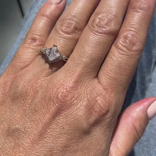 Load and play video in Gallery viewer, Video of Ben Garelick Princess Cut Compass Set Moonglow Diamond Engagement Ring 
