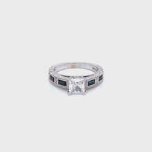 Load and play video in Gallery viewer, Kirk Kara White Gold &quot;Charlotte&quot; Blue Sapphire Baguette and Diamond Engagement Ring Full Shot Video
