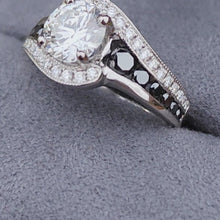 Load and play video in Gallery viewer, Barkev&#39;s &quot;Swirl Halo&quot; Black Diamond Engagement Ring
