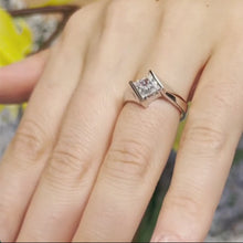 Load and play video in Gallery viewer, Barkev&#39;s Bypass Channel Set Solitaire Princess Cut Diamond Engagement Ring
