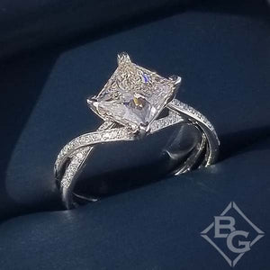 Simon G. Princess-Cut "Twist" Split Shank Diamond Engagement Ring