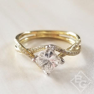 Simon G. Princess-Cut "Twist" Split Shank Diamond Engagement Ring