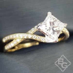 Simon G. Princess-Cut "Twist" Split Shank Diamond Engagement Ring