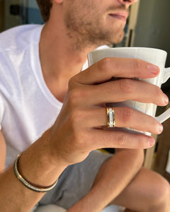 Simon G. Two-Tone Mens Round Cut Diamond Ring