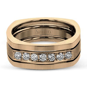 Simon G. Two-Tone Mens Round Cut Diamond Ring