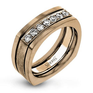 Simon G. Two-Tone Mens Round Cut Diamond Ring
