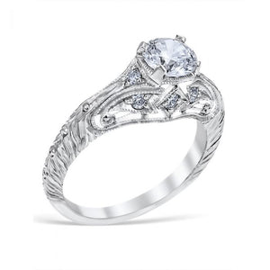 Whitehouse Brothers "Florin Leaf" Vintage Style Diamond Engagement Ring