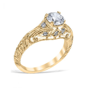 Whitehouse Brothers "Florin Leaf" Vintage Style Diamond Engagement Ring