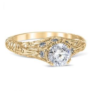 Whitehouse Brothers "Florin Leaf" Vintage Style Diamond Engagement Ring