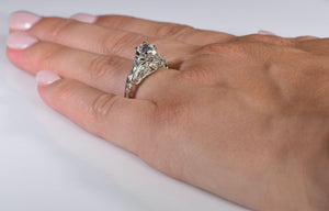 Whitehouse Brothers "Florin Leaf" Vintage Style Diamond Engagement Ring