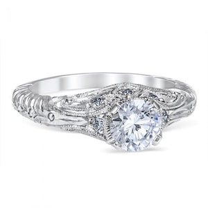 Whitehouse Brothers "Florin Leaf" Vintage Style Diamond Engagement Ring