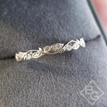 Load image into Gallery viewer, Artcarved &quot;Florence&quot; Thin Antique Style Diamond Band Featuring Leaf and Scroll Details
