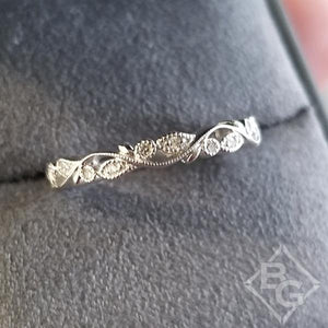 Artcarved "Florence" Thin Antique Style Diamond Band Featuring Leaf and Scroll Details