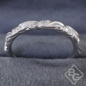 Artcarved "Hayley" Diamond Wedding Band Featuring Floral Carving Scrollwork