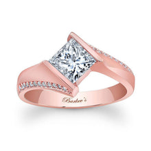Load image into Gallery viewer, Barkev&#39;s Tension Twist Half Bezel Set Princess-Cut Diamond Engagement Ring
