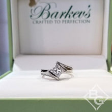 Load image into Gallery viewer, Barkev&#39;s Tension Twist Half Bezel Set Princess-Cut Diamond Engagement Ring

