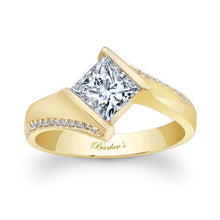Load image into Gallery viewer, Barkev&#39;s Tension Twist Half Bezel Set Princess-Cut Diamond Engagement Ring
