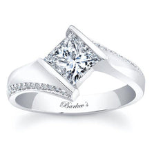 Load image into Gallery viewer, Barkev&#39;s Tension Twist Half Bezel Set Princess-Cut Diamond Engagement Ring

