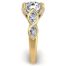 Load image into Gallery viewer, Ben Garelick Bella Round Lab-Grown Diamond Engagement Ring with Bezel Set Marquise Side Diamonds
