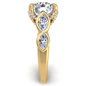 Ben Garelick Bella Round Lab-Grown Diamond Engagement Ring with Bezel Set Marquise Side Diamonds