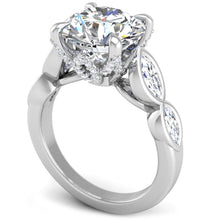 Load image into Gallery viewer, Ben Garelick Bella Round Lab-Grown Diamond Engagement Ring with Bezel Set Marquise Side Diamonds
