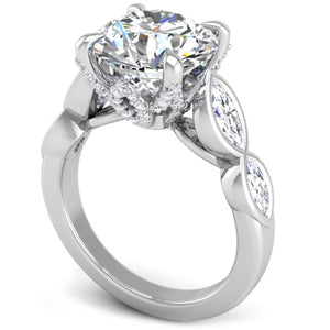 Ben Garelick Bella Round Lab-Grown Diamond Engagement Ring with Bezel Set Marquise Side Diamonds