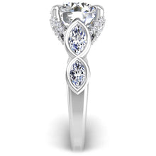 Load image into Gallery viewer, Ben Garelick Bella Round Lab-Grown Diamond Engagement Ring with Bezel Set Marquise Side Diamonds

