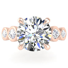 Load image into Gallery viewer, Ben Garelick Bella Round Lab-Grown Diamond Engagement Ring with Bezel Set Marquise Side Diamonds

