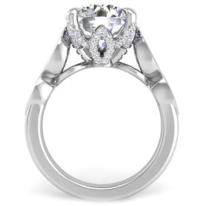 Ben Garelick Bella Round Lab-Grown Diamond Engagement Ring with Bezel Set Marquise Side Diamonds