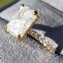 Load image into Gallery viewer, Ben Garelick Elongated Radiant Hidden Halo Diamond Engagement Ring
