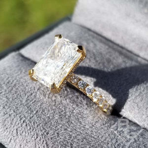 Ben Garelick Elongated Radiant Hidden Halo Diamond Engagement Ring