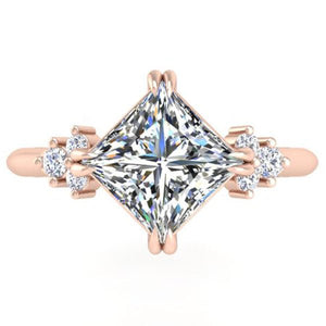 Ben Garelick Princess Cut Compass Set Moonglow Diamond Engagement Ring