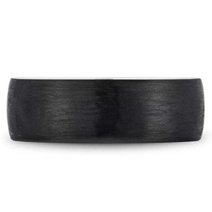 Bleu Royale Black Carbon Wedding Band with High Polished Gold Inside