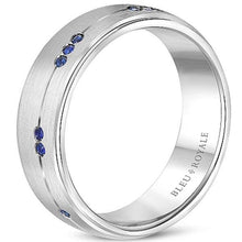 Load image into Gallery viewer, Bleu Royale Brushed Finish Blue Sapphire Wedding Band
